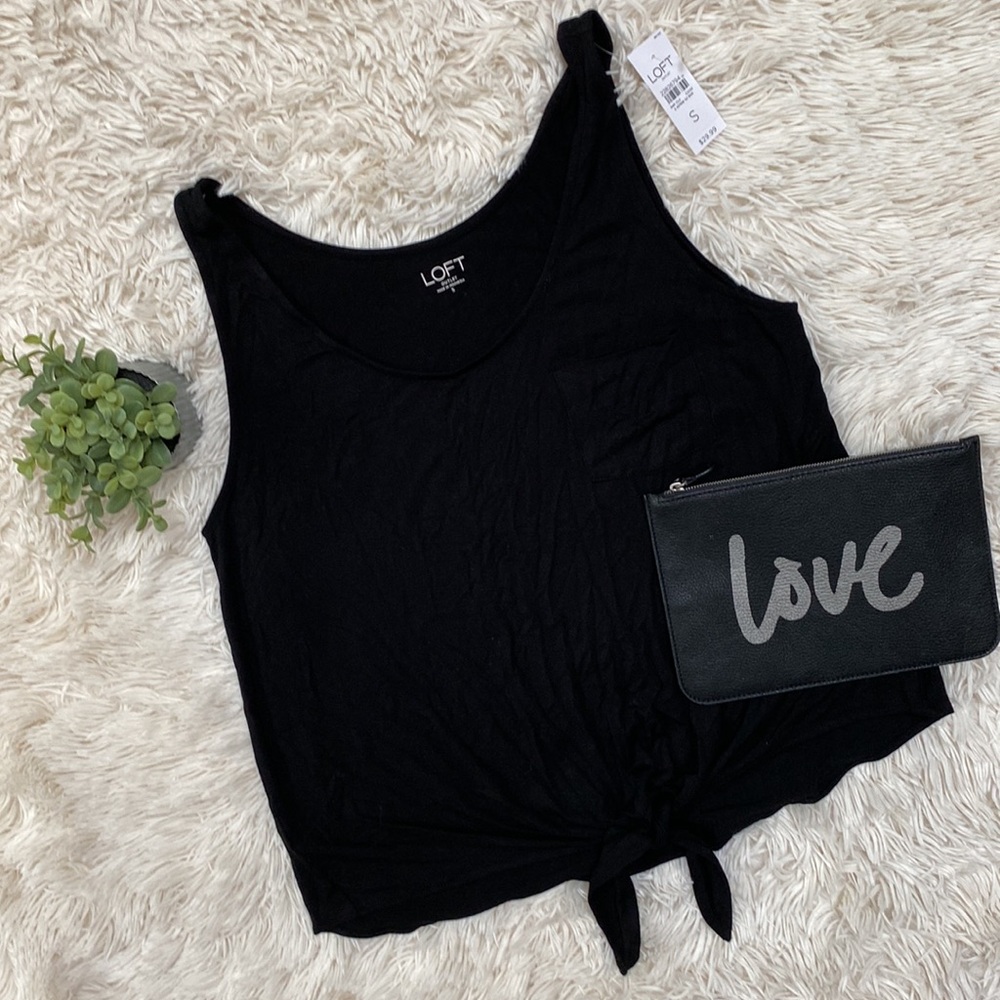 Loft Outlet Tie Waist Tank Top 💗 Black